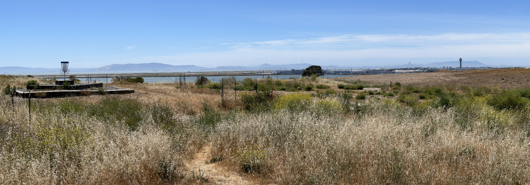 Oyster Bay fairways and elevated basket overlooking the San Francisco Bay